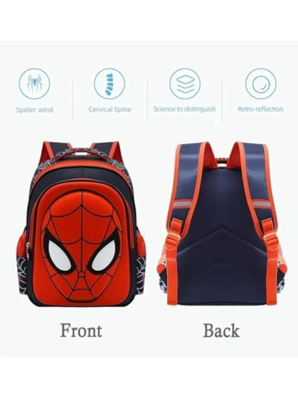 3D Cartoon Spider School Backpack & Pencil Case - Waterproof, Large Capacity